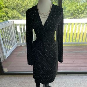 Banana republic long sleeve polka dot wrap dress. Very flattering.